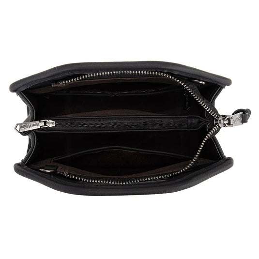 TR206-8360BK - Trinity Ranch Genuine Hair-On Cowhide Satchel Crossbody Bag - Black