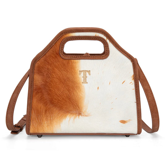 TR206-8360BR - Trinity Ranch Genuine Hair-On Cowhide Satchel Crossbody Bag - Brown
