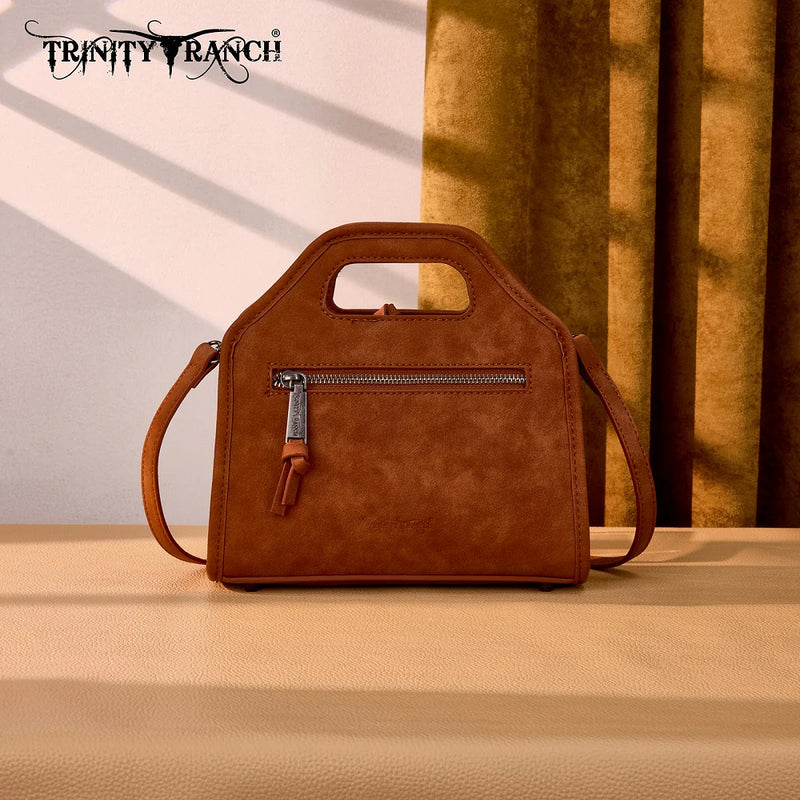 Load image into Gallery viewer, TR206-8360BR - Trinity Ranch Genuine Hair-On Cowhide Satchel Crossbody Bag - Brown
