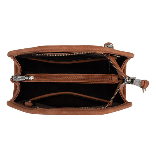 TR206-8360BR - Trinity Ranch Genuine Hair-On Cowhide Satchel Crossbody Bag - Brown