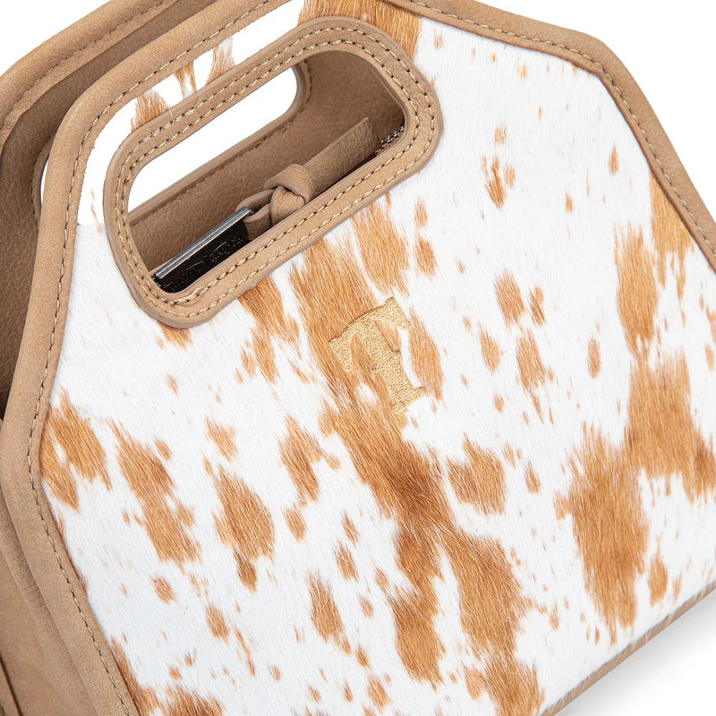 Load image into Gallery viewer, TR206-8360TN - Trinity Ranch Genuine Hair-On Cowhide Satchel Crossbody Bag - Tan
