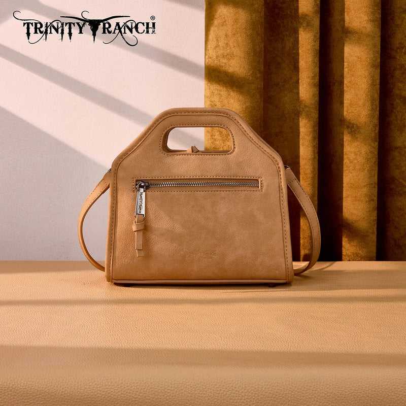 Load image into Gallery viewer, TR206-8360TN - Trinity Ranch Genuine Hair-On Cowhide Satchel Crossbody Bag - Tan
