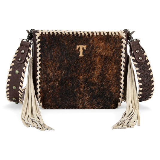 TR207-8360CF - Trinity Ranch Cowhide Fringe Crossbody Bag - Coffee