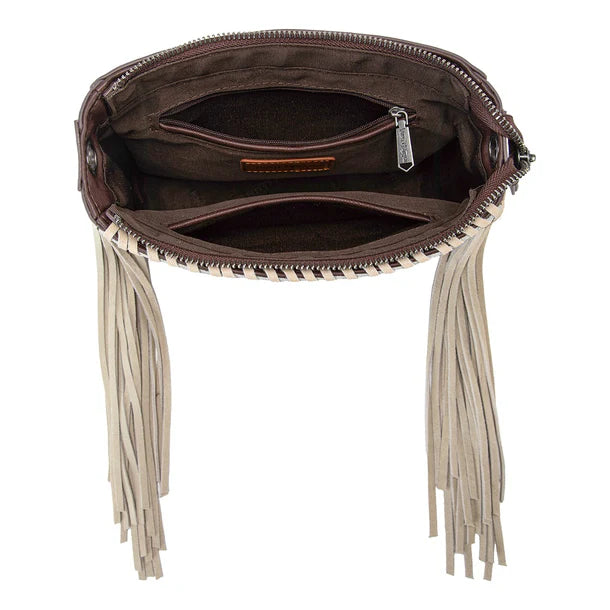 Load image into Gallery viewer, TR207-8360CF - Trinity Ranch Cowhide Fringe Crossbody Bag - Coffee
