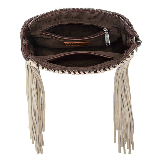 TR207-8360CF - Trinity Ranch Cowhide Fringe Crossbody Bag - Coffee