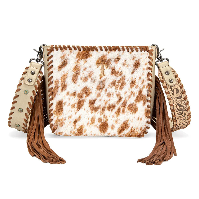 Load image into Gallery viewer, TR207-8360TN - Trinity Ranch Cowhide Fringe Crossbody Bag - Tan
