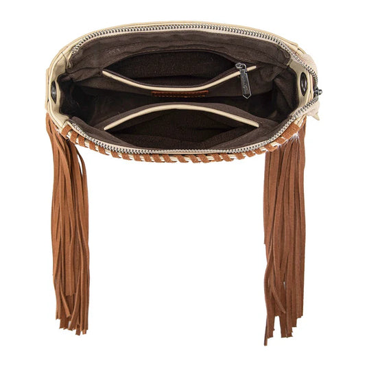 TR207-8360TN - Trinity Ranch Cowhide Fringe Crossbody Bag - Tan