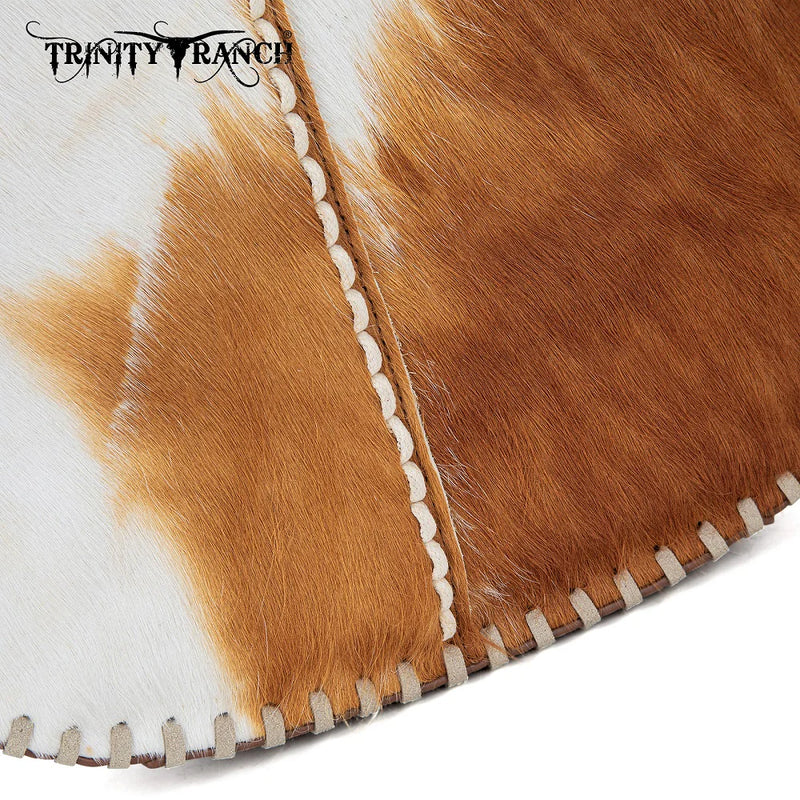 Load image into Gallery viewer, TR208-8360BR - Trinity Ranch Cowhide ＆ Tooled Leather Hobo Crossbody Bag - Brown
