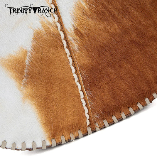TR208-8360BR - Trinity Ranch Cowhide ＆ Tooled Leather Hobo Crossbody Bag - Brown