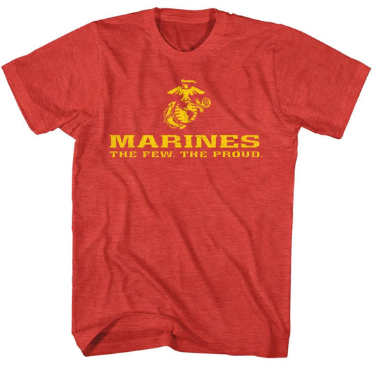 USMC505 - MARINES-FEW AND PROUD LOGO BRIGHT-RED HEATHER ADULT S/S TSHIRT