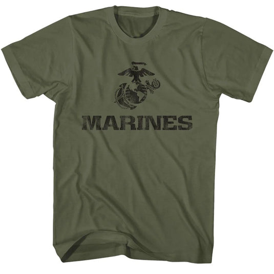 USMC507 - USMC-MARINES EAGLE AND GLOBE-MILITARY GREEN ADULT S/S TSHIRT