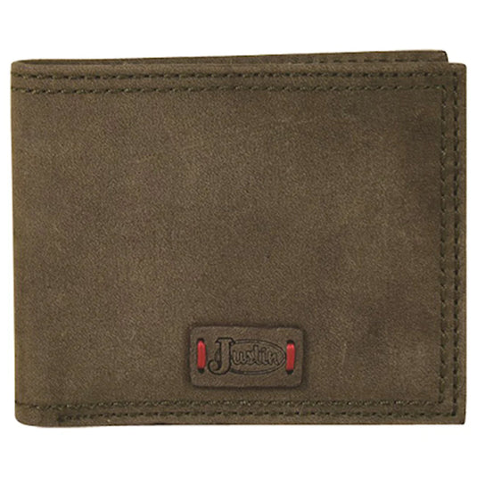 2030768W5 - Justin Men's Back Pocket Bifold Wallet Dark Khaki