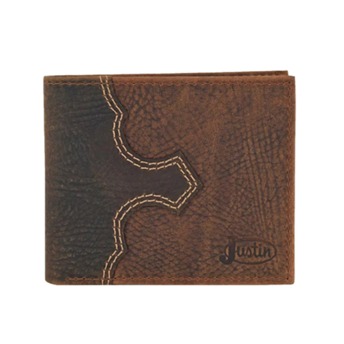 22125842W4 - Justin Bifold Wallet Weathered Leather W/Yoke Detail