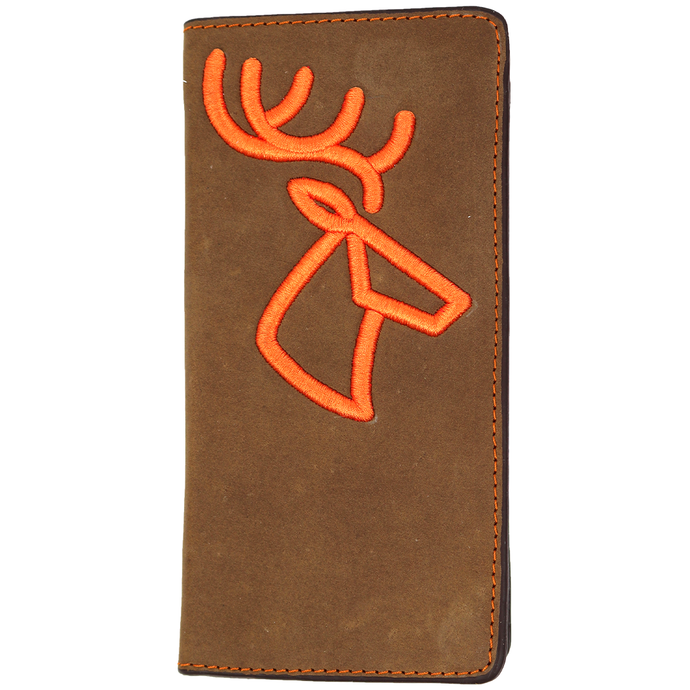 W120 - RockinLeather Rodeo Wallet w/ Embroidered Orange Deer Silhouette