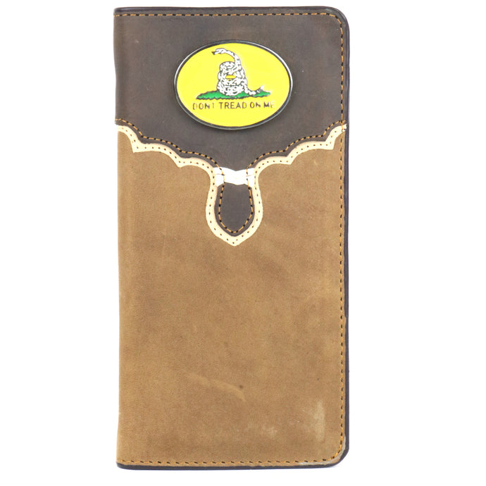 W145 - RockinLeather Rodeo Wallet with Don't Tread on Me Concho & Overlay