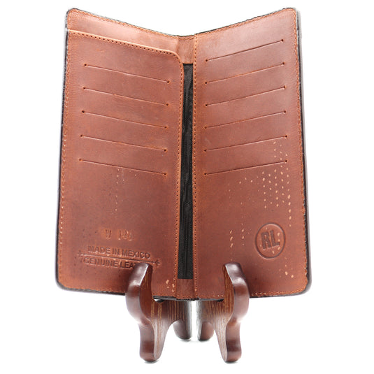 W146 - RockinLeather Basket Weave Rodeo Wallet with Concho & Overlay
