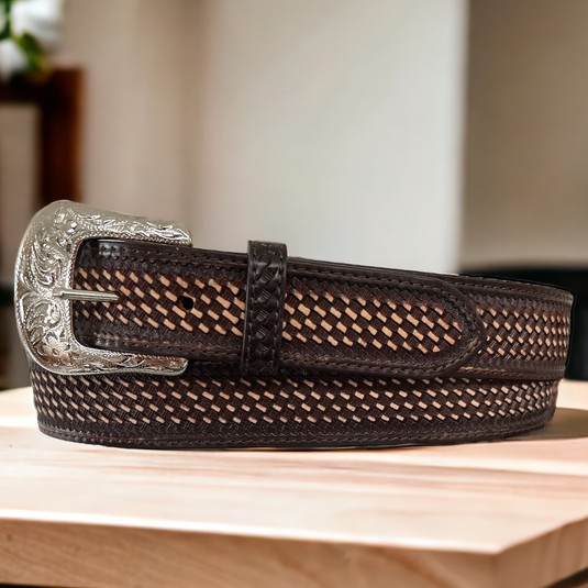 WB664- Ranger Belt Co. Basketweave Leather Belt