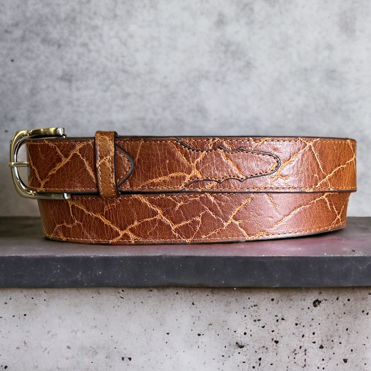 WF62B - Ranger Belt Co. Elephant Print Leather Belt