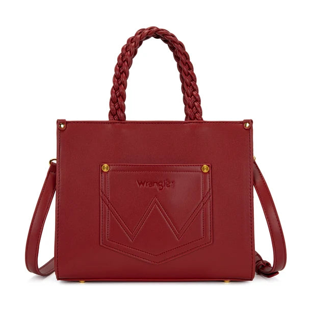 Load image into Gallery viewer, WG-HB-438-8120-BDY - Wrangler Floral Print Braided Tote Bag - Burgundy
