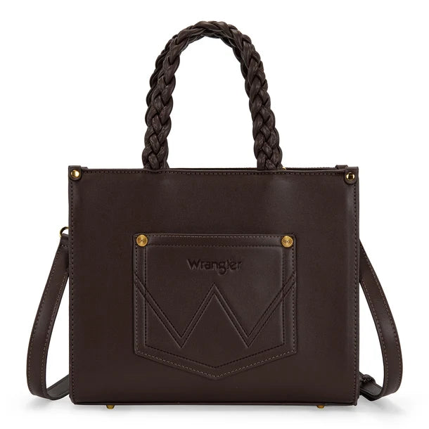 Load image into Gallery viewer, WG-HB-438-8120-CF - Wrangler Floral Print Braided Tote Bag - Coffee
