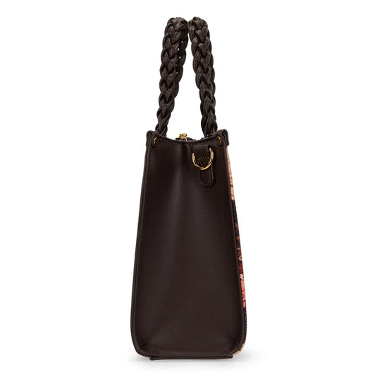 WG-HB-438-8120-CF - Wrangler Floral Print Braided Tote Bag - Coffee