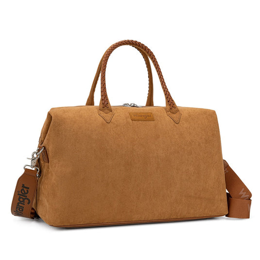 WG-HB-543-5110-BR - Wrangler Braided Handle Duffle/Crossbody Bag - Brown