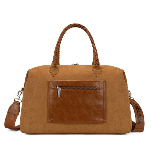 WG-HB-543-5110-BR - Wrangler Braided Handle Duffle/Crossbody Bag - Brown