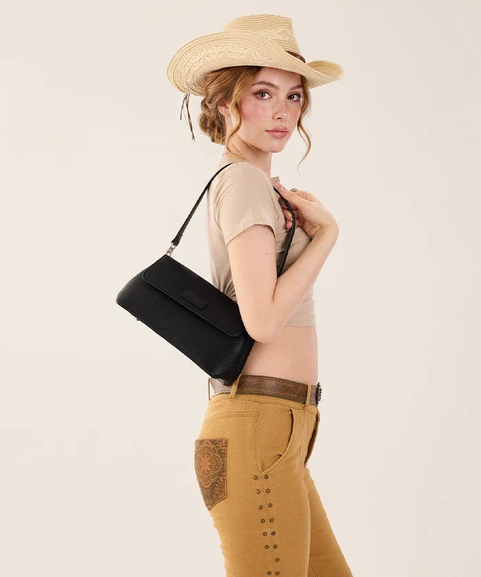 Load image into Gallery viewer, WG-HB-573-2003-BK - Wrangler Retro Flap Shoulder Bag - Black
