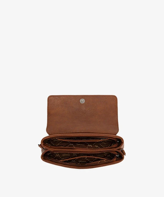 WG-HB-573-2003-BR - Wrangler Retro Flap Shoulder Bag - Brown