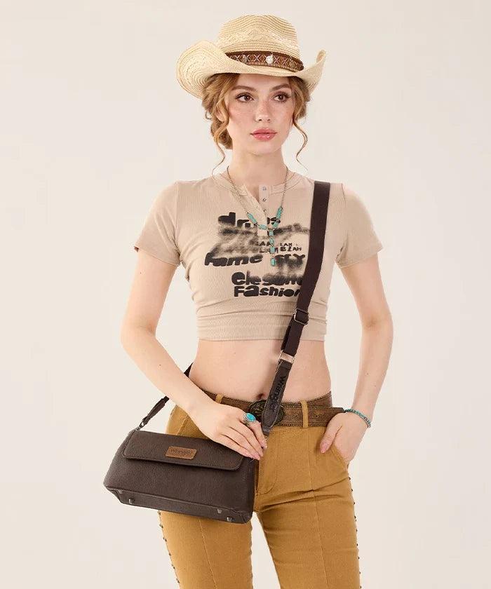 Load image into Gallery viewer, WG-HB-573-2003-CF - Wrangler Retro Flap Shoulder Bag - Coffee
