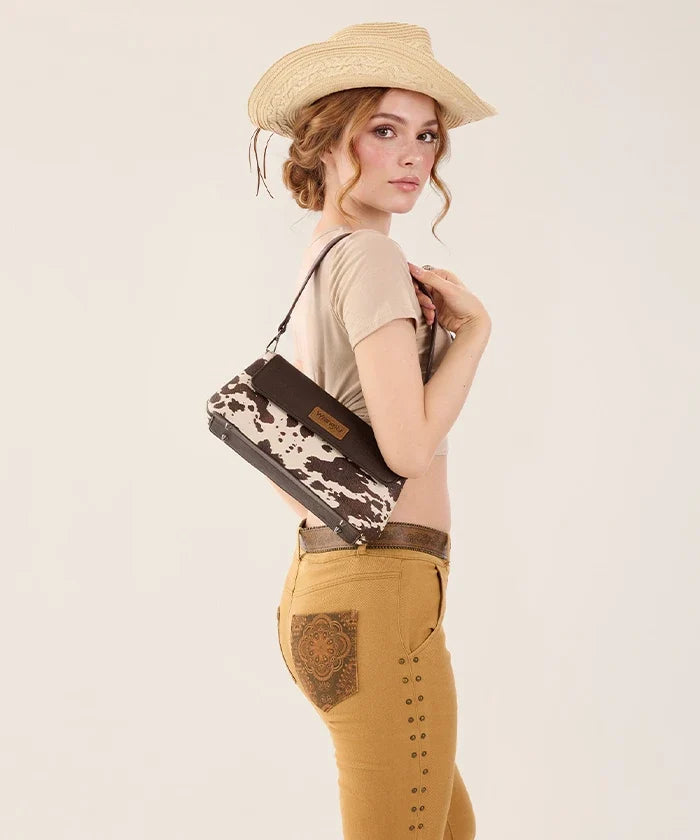 Load image into Gallery viewer, WG-HB-573-2003-CW-CF - Wrangler Retro Flap Shoulder Bag - Cow-Coffee
