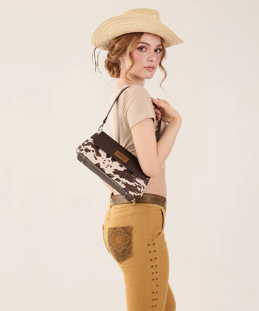 WG-HB-573-2003-CW-CF - Wrangler Retro Flap Shoulder Bag - Cow-Coffee