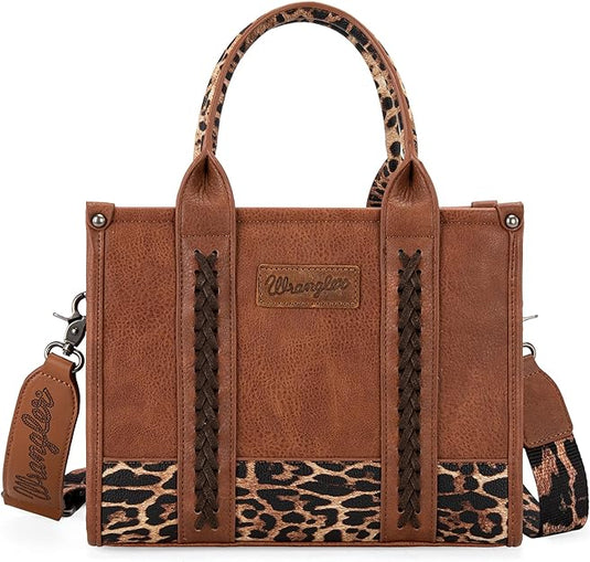 WG102-8120SLP - Wrangler Leopard Print Concealed Carry Tote/Crossbody Leopard
