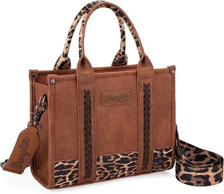 Load image into Gallery viewer, WG102-8120SLP - Wrangler Leopard Print Concealed Carry Tote/Crossbody Leopard
