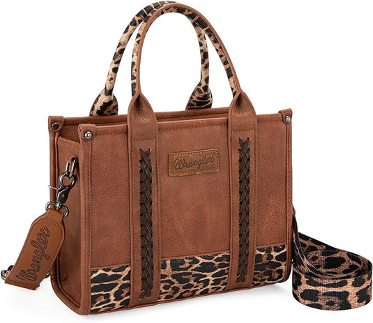 WG102-8120SLP - Wrangler Leopard Print Concealed Carry Tote/Crossbody Leopard