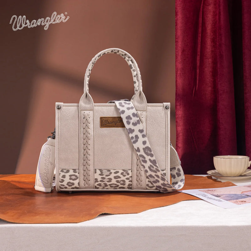 Load image into Gallery viewer, WG-HB-102-8120S-TN (WG102-8120STN) - Wrangler Leopard Print Concealed Carry Tote/Crossbody - Tan

