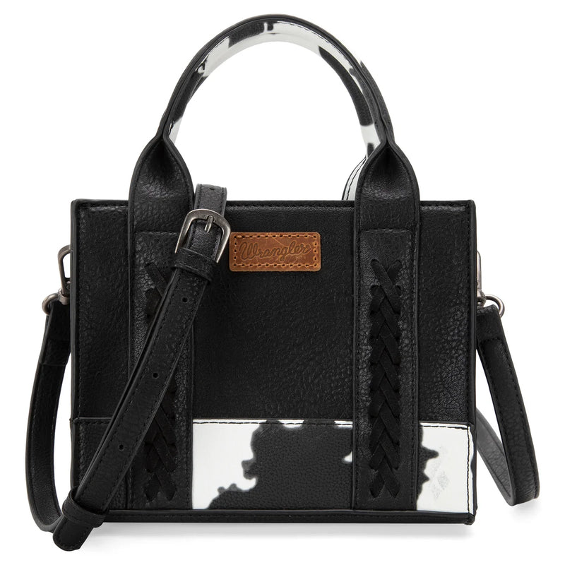Load image into Gallery viewer, WG-HB-102-8120S-BK (WG102-8120SBK) - Wrangler Cow Print Concealed Carry Tote/Crossbody - Black
