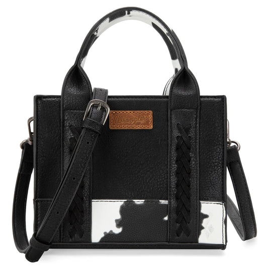 WG-HB-102-8120S-BK (WG102-8120SBK) - Wrangler Cow Print Concealed Carry Tote/Crossbody - Black