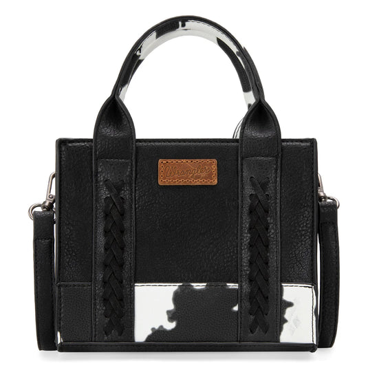 WG-HB-102-8120S-BK (WG102-8120SBK) - Wrangler Cow Print Concealed Carry Tote/Crossbody - Black