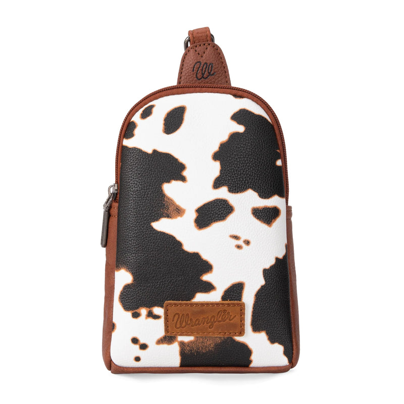 Load image into Gallery viewer, WG133-210BR - Wrangler Cow Print Crossbody Sling Chest Bag - Brown
