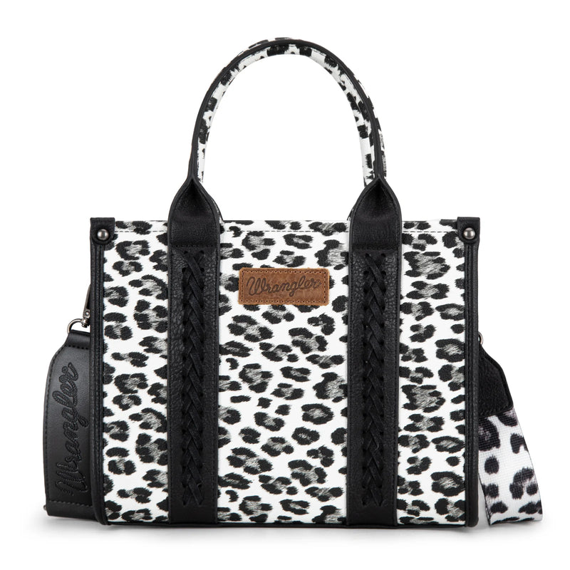 Load image into Gallery viewer, WG133-81203SBK - Wrangler Leopard Print Concealed Carry Tote/Crossbody - Black
