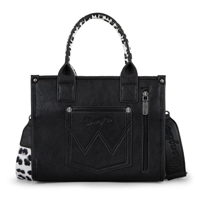 Load image into Gallery viewer, WG133-81203SBK - Wrangler Leopard Print Concealed Carry Tote/Crossbody - Black
