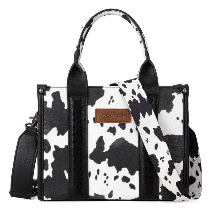 Load image into Gallery viewer, WG133-8120 SBK - Wrangler Cow Print Concealed Carry Tote/Crossbody - Black
