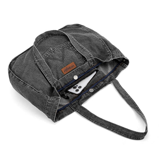 WG143-2006BK - Wrangler Stitch Denim Tote Bag - Black