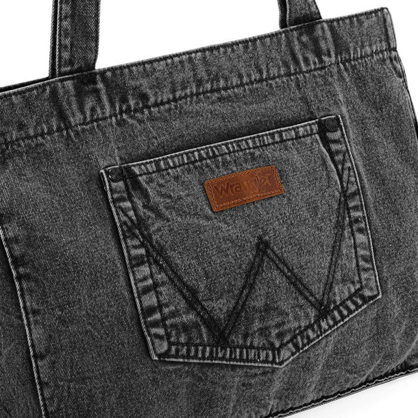 Load image into Gallery viewer, WG143-2006BK - Wrangler Stitch Denim Tote Bag - Black

