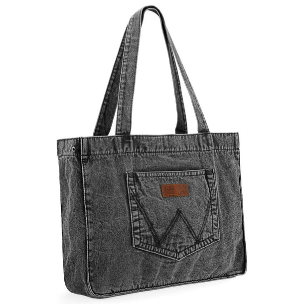 Load image into Gallery viewer, WG143-2006BK - Wrangler Stitch Denim Tote Bag - Black
