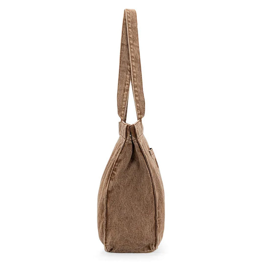 WG143-2006BR - Wrangler Stitch Denim Tote Bag - Brown