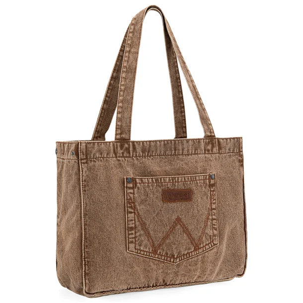 Load image into Gallery viewer, WG143-2006BR - Wrangler Stitch Denim Tote Bag - Brown
