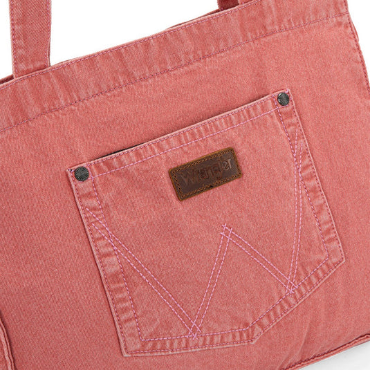 WG143-2006PK - Wrangler Stitch Denim Tote Bag - Pink