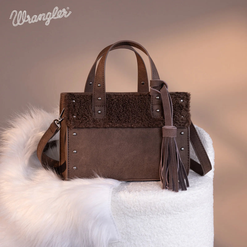 Load image into Gallery viewer, WG160-6011CF - Wrangler Sherpa Tote Crossbody - Coffee
